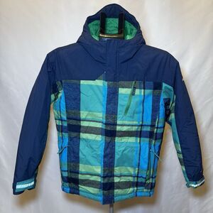 Columbia Boys Jacket Size 10/12 Large Insulated Winter Coat Blue Green